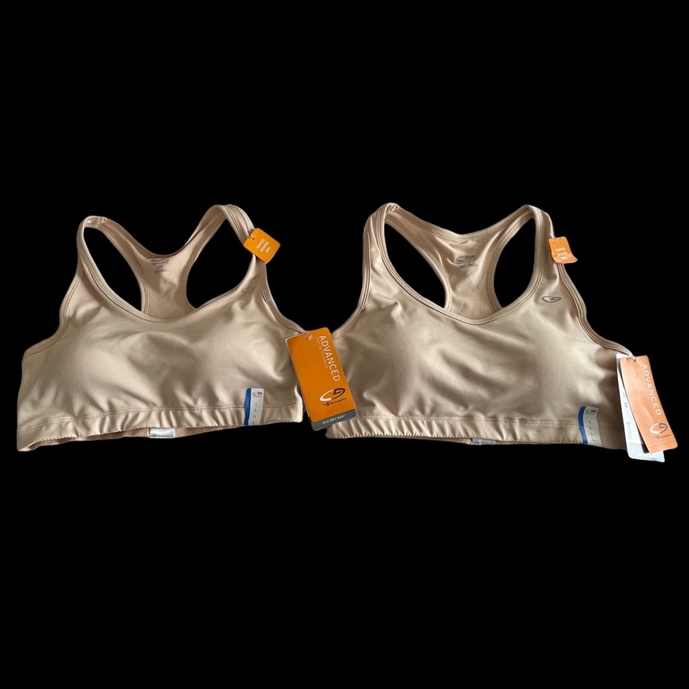 PAIR, NWT, CHAMPION SPORTS BRAS, LARGE, NUDE COLOR